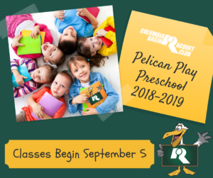 Pelican Play Preschool 2018-2019 begins September 5