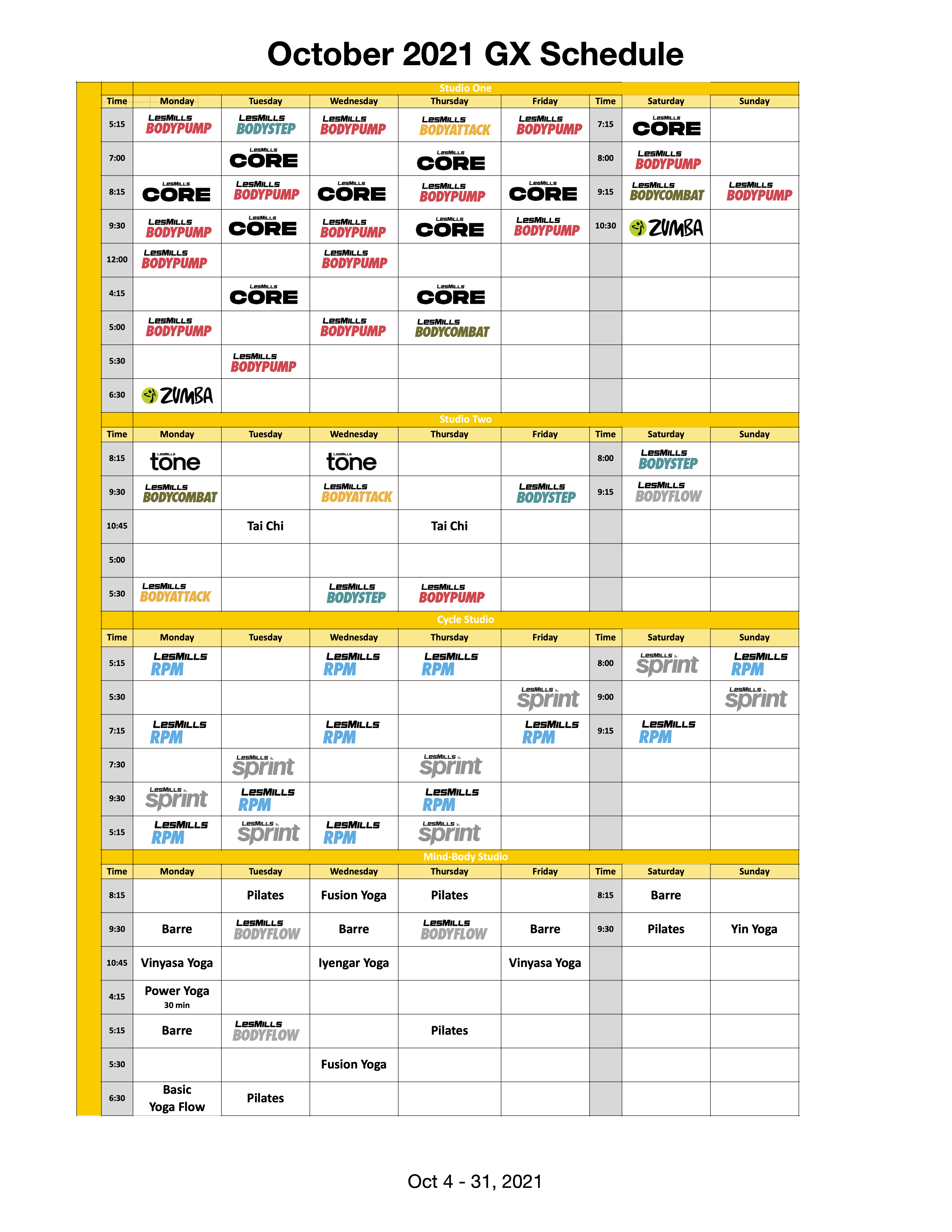 2021 Oct GX Schedule (1) - CBRC Health & Wellness Clinic