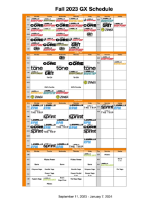 2023 Fall GX Schedule - CBRC Health & Fitness