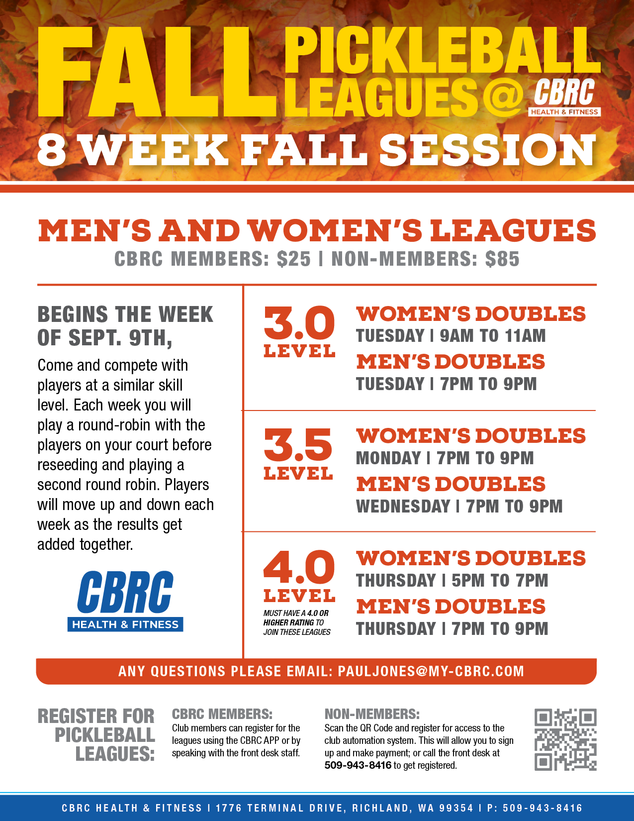 FALL 2024 League Flyer updated - CBRC Health &amp; Fitness